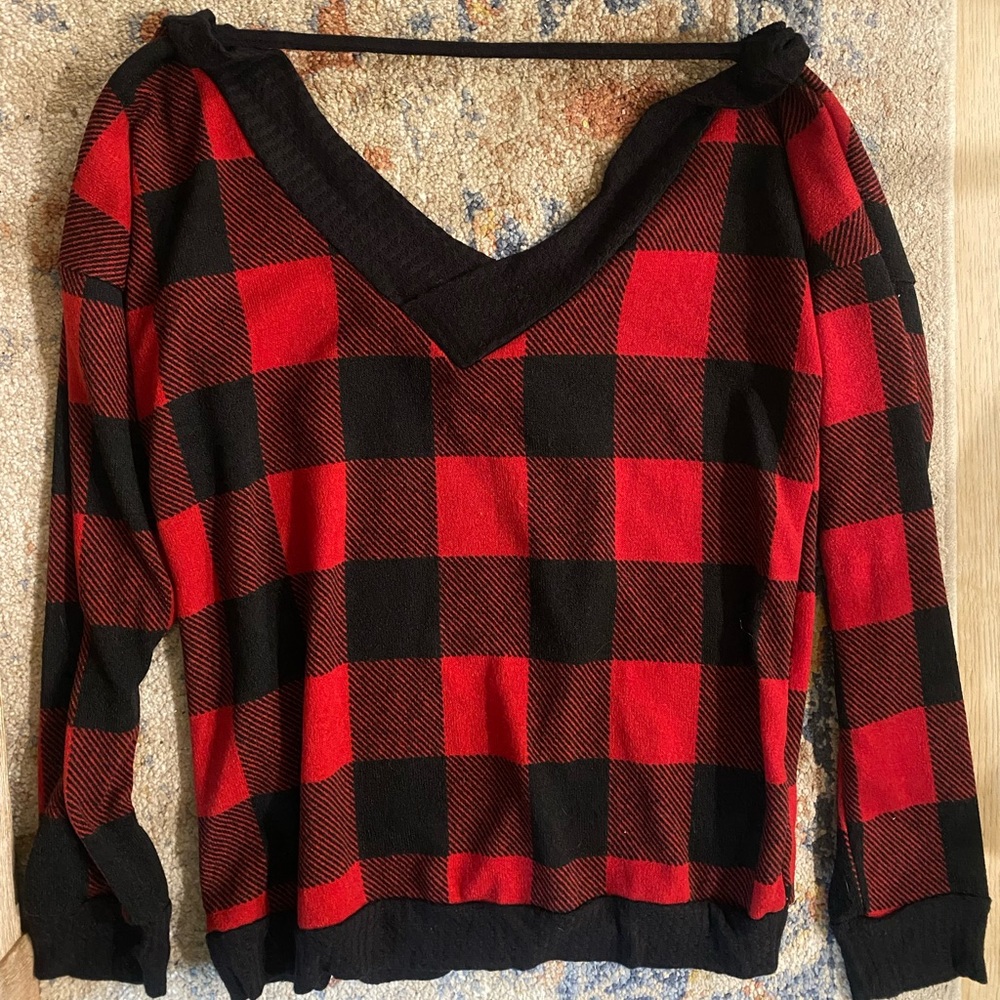 Pink Lily Buffalo Plaid Sweater